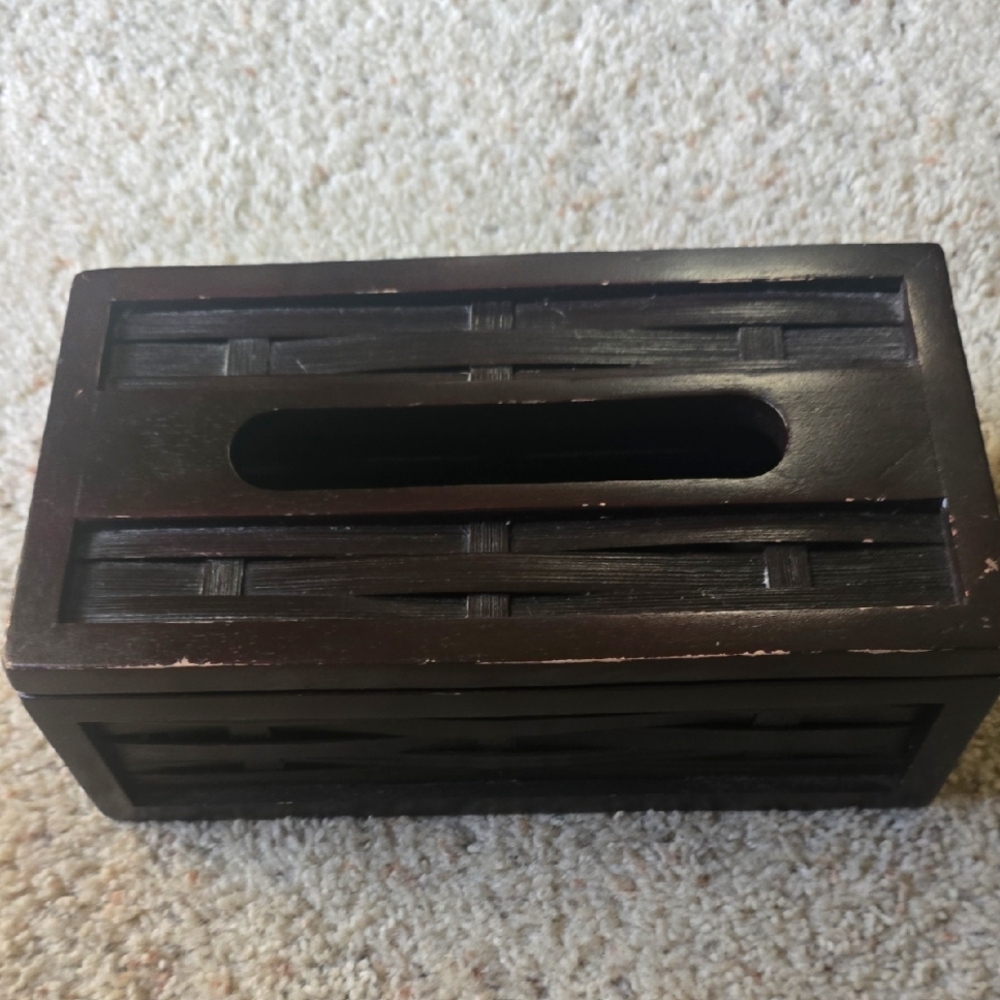 Dark Brown Wooden Tissue Box